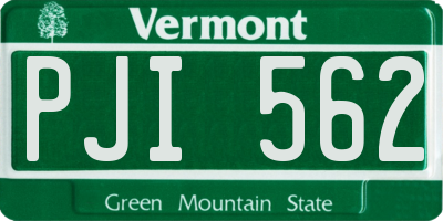VT license plate PJI562