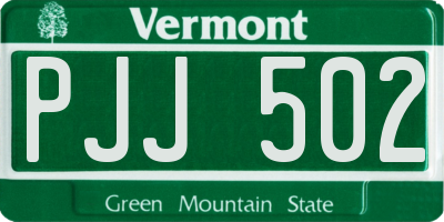 VT license plate PJJ502