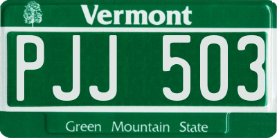 VT license plate PJJ503