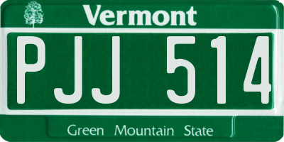 VT license plate PJJ514