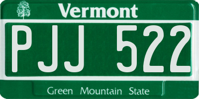 VT license plate PJJ522