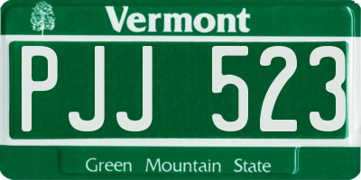 VT license plate PJJ523