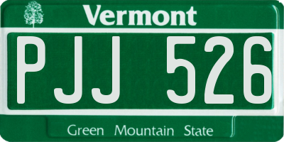 VT license plate PJJ526