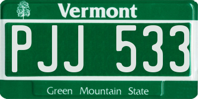 VT license plate PJJ533