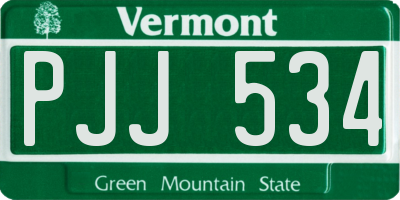 VT license plate PJJ534