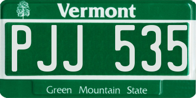 VT license plate PJJ535