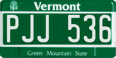 VT license plate PJJ536