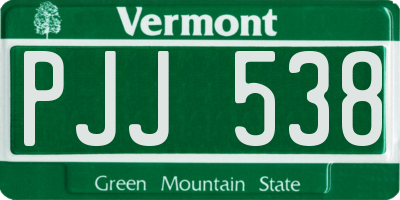 VT license plate PJJ538