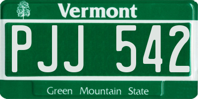 VT license plate PJJ542