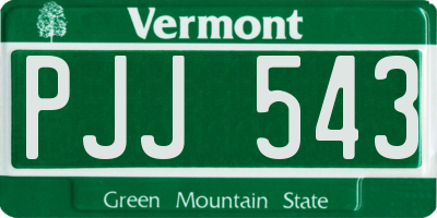 VT license plate PJJ543