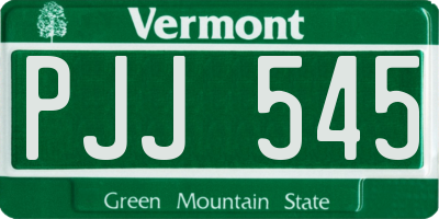 VT license plate PJJ545