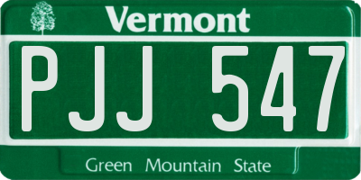 VT license plate PJJ547