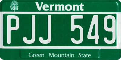 VT license plate PJJ549