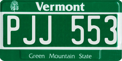 VT license plate PJJ553