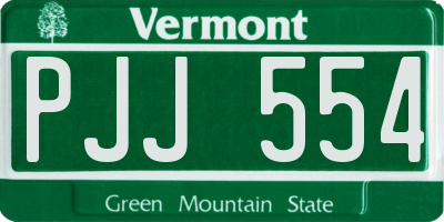 VT license plate PJJ554