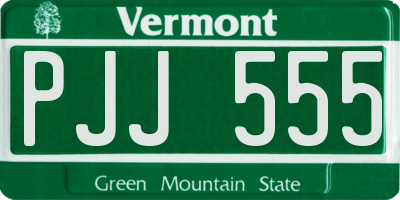 VT license plate PJJ555
