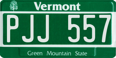 VT license plate PJJ557