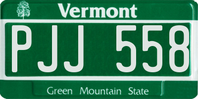 VT license plate PJJ558