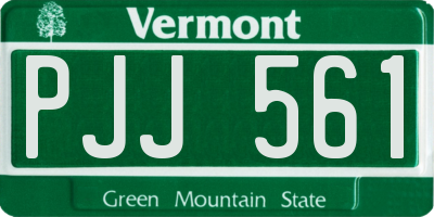 VT license plate PJJ561