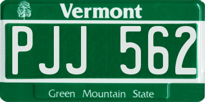 VT license plate PJJ562