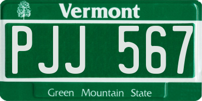 VT license plate PJJ567