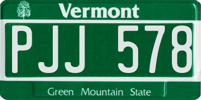 VT license plate PJJ578