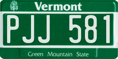 VT license plate PJJ581