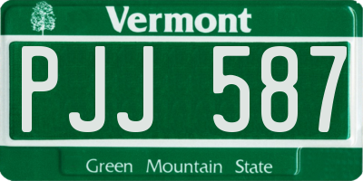 VT license plate PJJ587