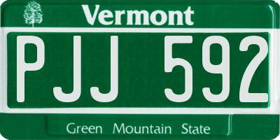 VT license plate PJJ592