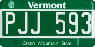 VT license plate PJJ593