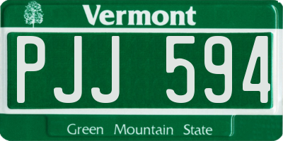 VT license plate PJJ594