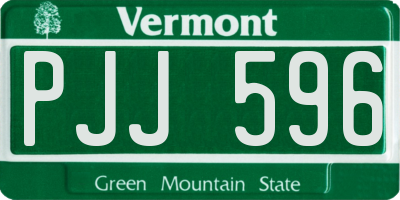 VT license plate PJJ596