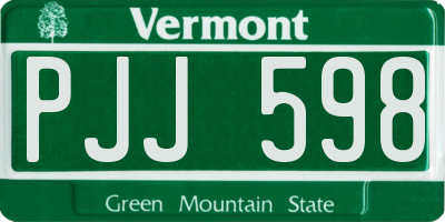 VT license plate PJJ598