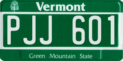 VT license plate PJJ601