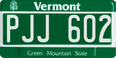 VT license plate PJJ602