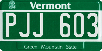VT license plate PJJ603