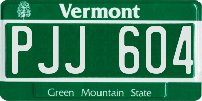 VT license plate PJJ604