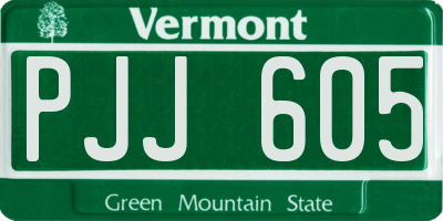 VT license plate PJJ605