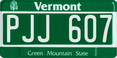 VT license plate PJJ607