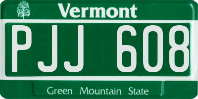 VT license plate PJJ608