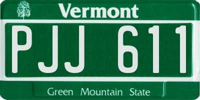 VT license plate PJJ611