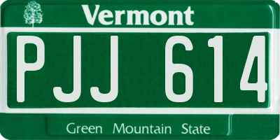 VT license plate PJJ614