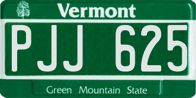 VT license plate PJJ625