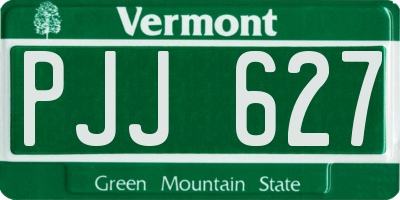 VT license plate PJJ627