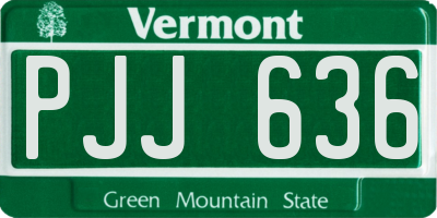 VT license plate PJJ636