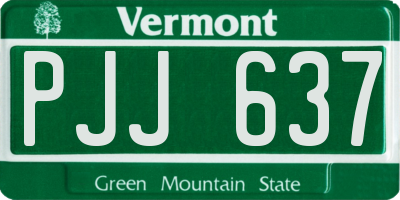 VT license plate PJJ637
