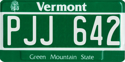 VT license plate PJJ642