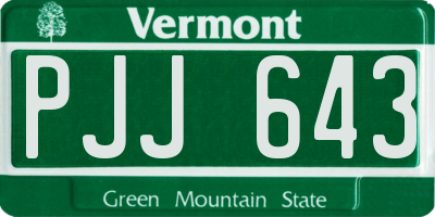 VT license plate PJJ643