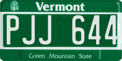 VT license plate PJJ644