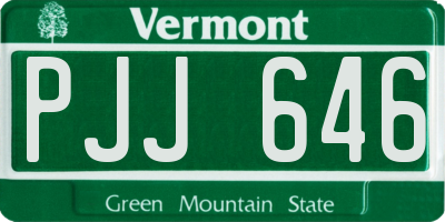 VT license plate PJJ646